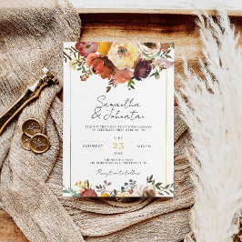 Invitación Boda de Caída Bohemia Foliage Rústica de Cobre Bro