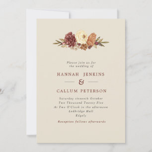 Invitación Boda de caída de florecimiento rústico