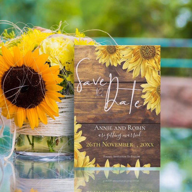 Invitación Boda De Caída De Girasol De Madera Rústica Salva L (Subido por el creador)