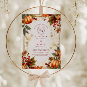 Invitación Boda de Caída de la Calabaza Rustica de Otoño