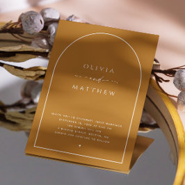 Invitación Boda de Caída del Arco Marrón de Mostaza. Foto de