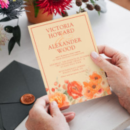 Invitación Boda de caída floral de Naranja quemado