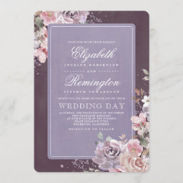 Invitación Boda de caída floral malva y morada