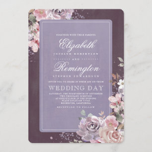 Invitación Boda de caída floral malva y morada