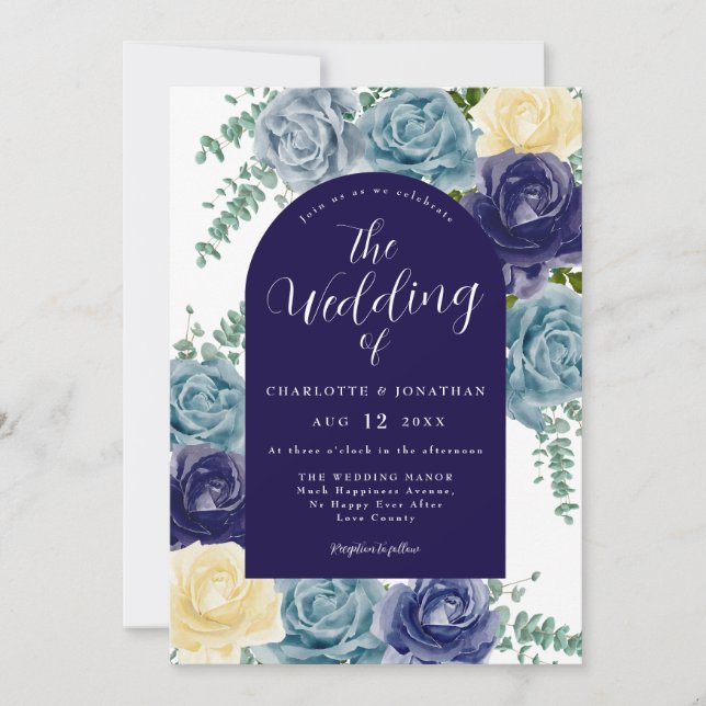 Invitación Boda de caída floral rústica de Naranja quemado az (Anverso)