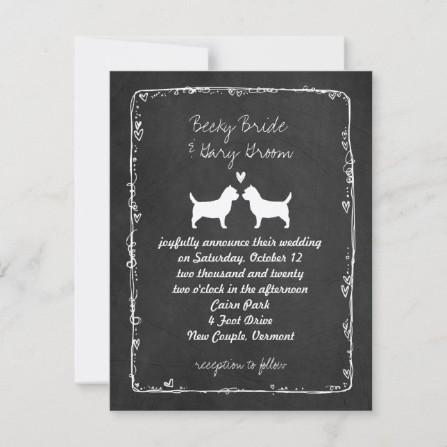 Invitación Boda de Cairn Terrier Silhouettes (Anverso)