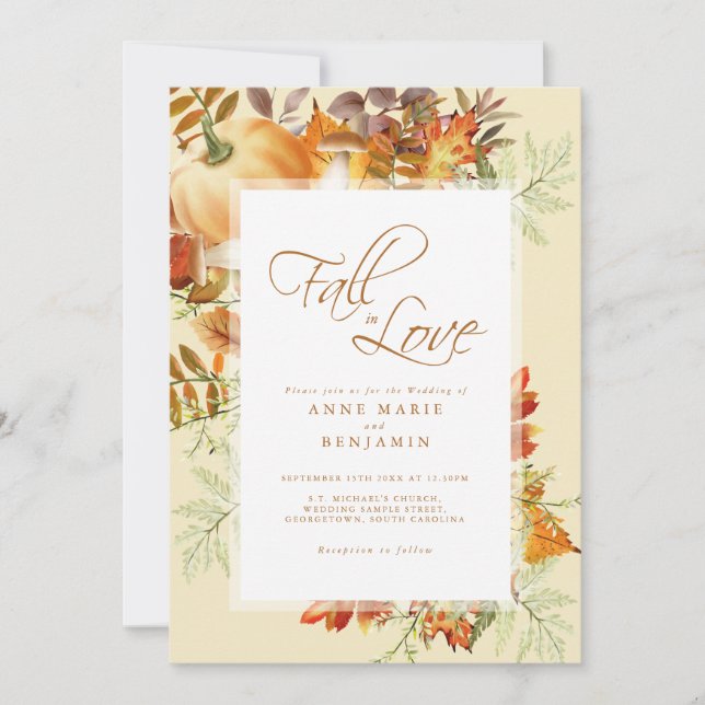 Invitación Boda de calabaza acuática Caída en Amor (Anverso)