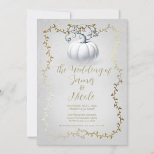 Invitación Boda de Calabaza Blanca del Libro de Oro y Blanco