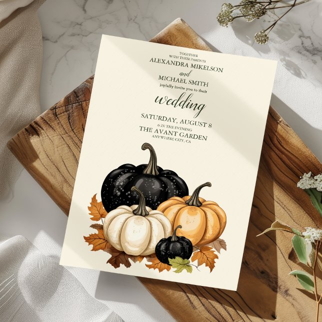 Invitación Boda de calabaza blanca y negra (Subido por el creador)