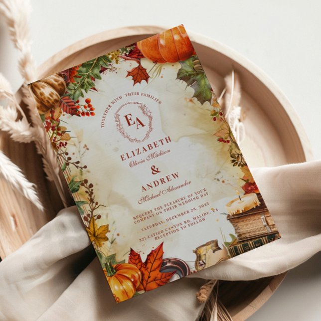 Invitación Boda de Calabaza de Cosecha de Foliage de Otoño (Subido por el creador)