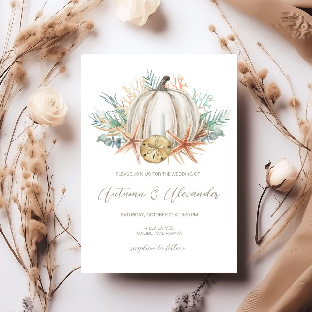 Invitación Boda de calabaza de otoño costera y de casetas (Subido por el creador)