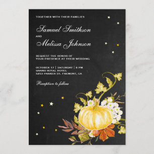 Invitación Boda de calabaza de otoño en pizarra rústica vinta