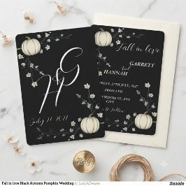 Invitación Boda de calabaza de otoño negro enamorarse