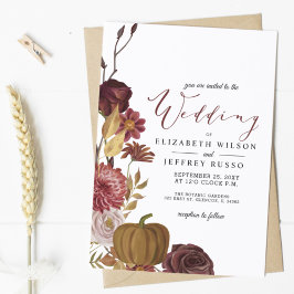 Invitación Boda de calabaza de otoño rústico botánico