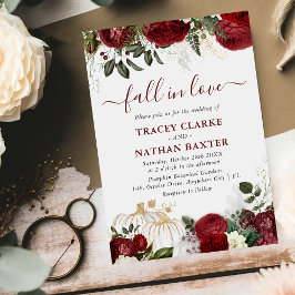 Invitación boda de calabaza floral botánica "Caer en el amor"