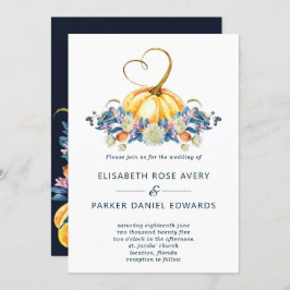 Invitación Boda de calabaza floral de otoño