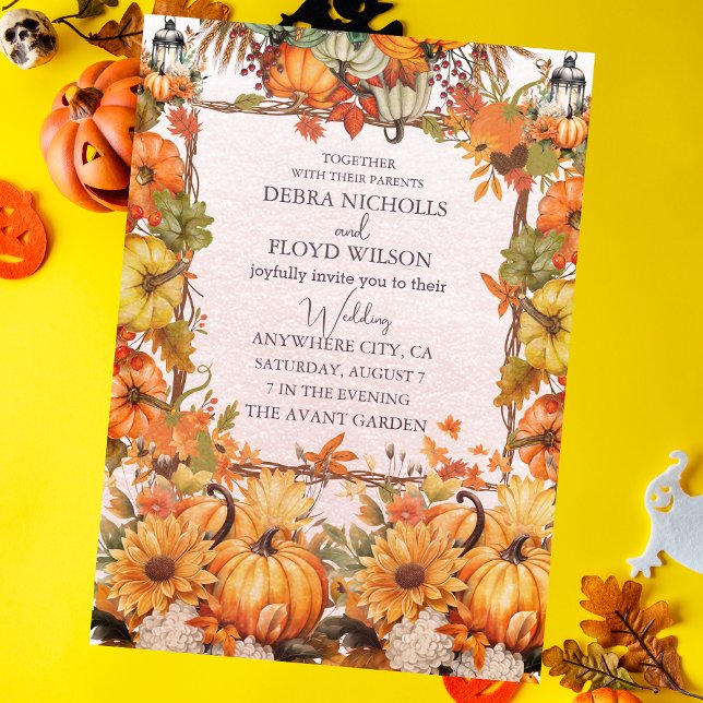 Invitación Boda de calabaza floral de otoño (Subido por el creador)