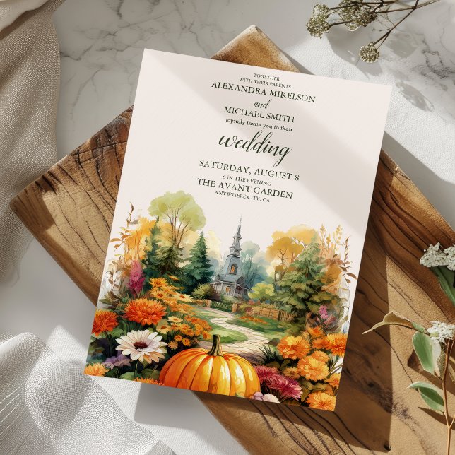 Invitación Boda de calabaza floral de otoño (Subido por el creador)