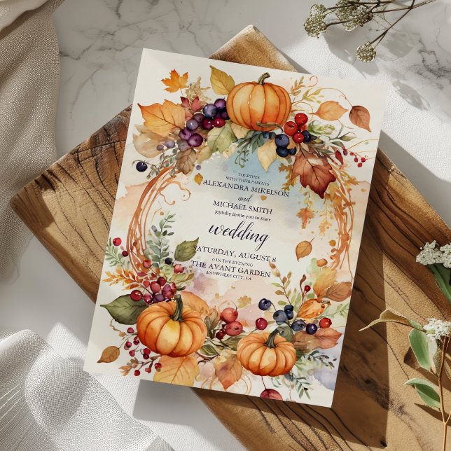 Invitación Boda de calabaza floral de otoño (Subido por el creador)