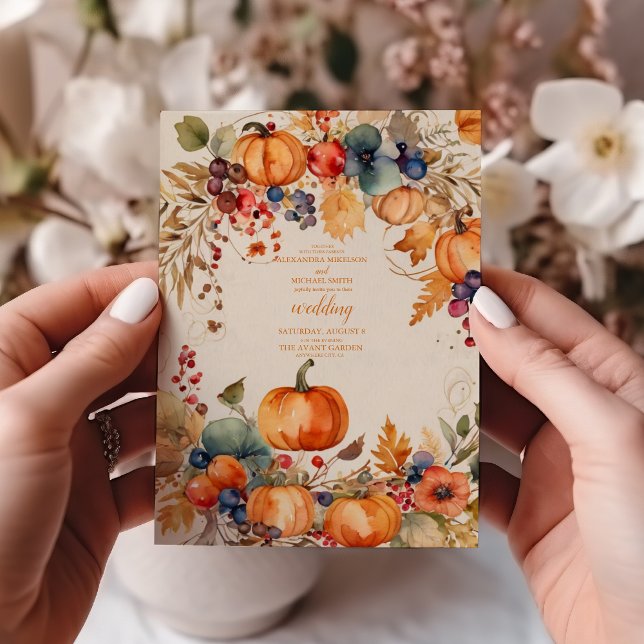 Invitación Boda de calabaza floral de otoño (Subido por el creador)
