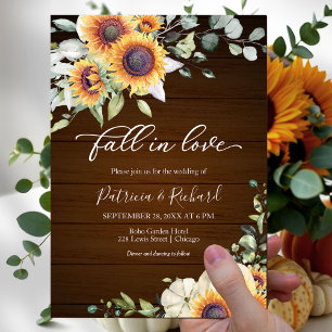 Invitación Boda de calabaza girasol rústico de otoño