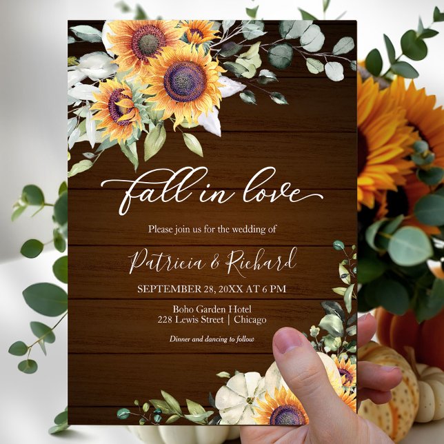 Invitación Boda de calabaza girasol rústico de otoño (Subido por el creador)