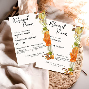 Invitación Boda de calabaza otoñal Cena de ensayo