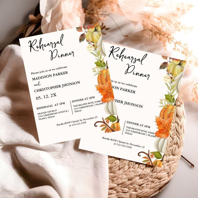 Invitación Boda de calabaza otoñal Cena de ensayo (Subido por el creador)