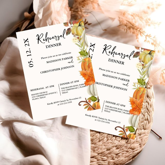 Invitación Boda de calabaza otoñal Cena de ensayo (Subido por el creador)