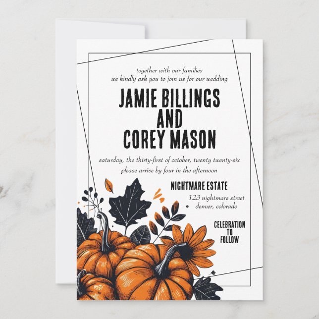 Invitación Boda de calabazas de bonito (Anverso)