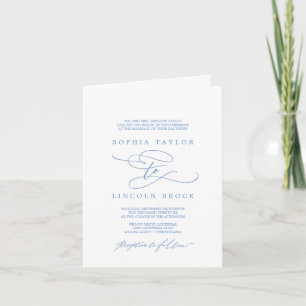 Invitación Boda de caligrafía azul de cornflower romántico