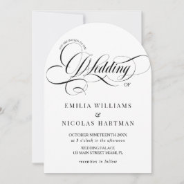 Invitación Boda de caligrafía blanca y negra