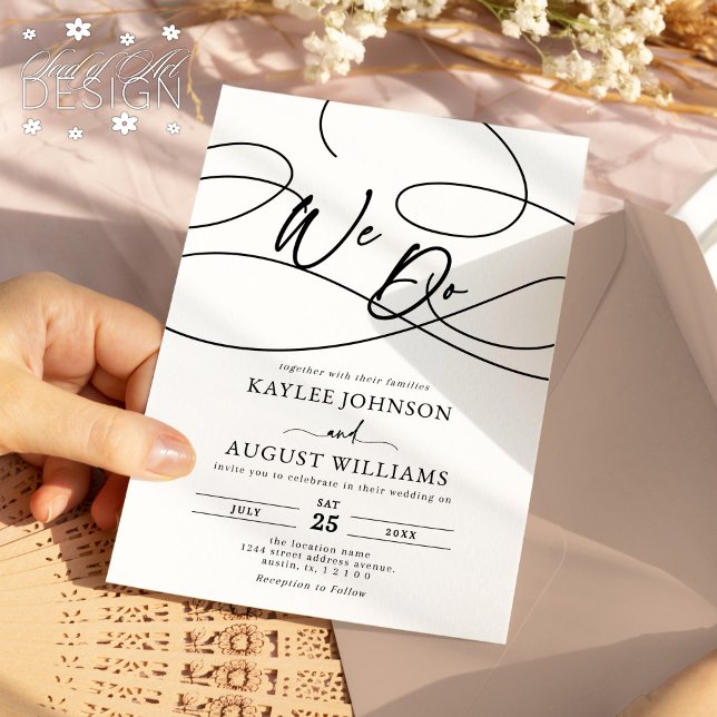 Invitación Boda de caligrafía con guión mínimo de diseño "Lo  (Subido por el creador)