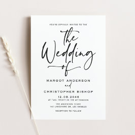Invitación Boda de caligrafía con letras de mano negra