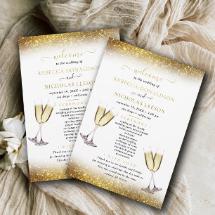 Invitación Boda de caligrafía con purpurina dorada descargabl