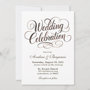 Invitación Boda de caligrafía de acuarela de Mocha Mousse