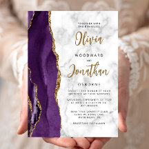 Boda de Caligrafía de Ágata de Mármol de Oro Púrpu