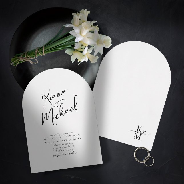 Invitación Boda de caligrafía de amor B&W Arch ID940 (Subido por el creador)