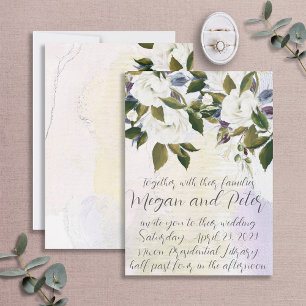 Invitación Boda de caligrafía de Bella Artes blanco y verde