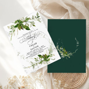 Invitación Boda de caligrafía de color de agua de origen vege