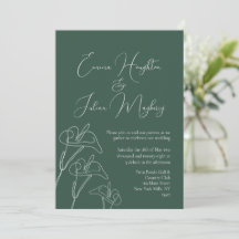 Boda de caligrafía de Emerald White Calla Lily