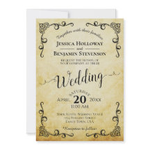 Boda de caligrafía de época de pergamino rústico