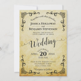 Invitación Boda de caligrafía de época de pergamino rústico