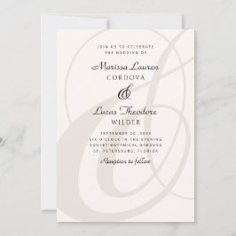 Invitación Boda de caligrafía de escritura de champagne Amper