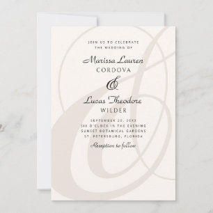 Invitación Boda de caligrafía de escritura de champagne Amper