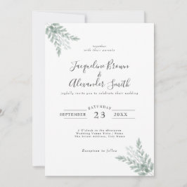 Invitación Boda de caligrafía de eucalipto ruso