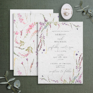 Invitación Boda de caligrafía de flores silvestres de color a