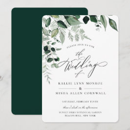 Invitación Boda de caligrafía de follaje botánico natural rús