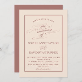 Invitación Boda de caligrafía de forma marfil-oscuro