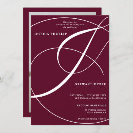 Invitación Boda de caligrafía de foto de color rojo rojo